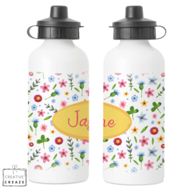 Drinkfles met naam | Bloemen | 400 ml of 600 ml