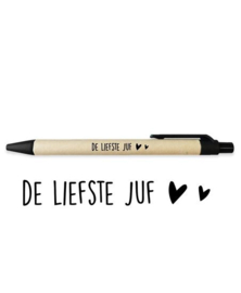 Kadoset “De liefste juf” – A5 notitieblok met pen & bedankkaartje