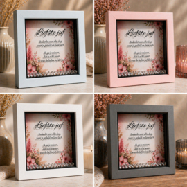 Exclusieve 3D kader “Liefste juf” met gedicht – een stijlvol en persoonlijk bedankje