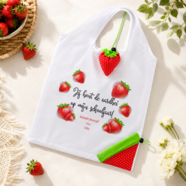 Opvouwbare aardbeien winkeltas – cadeau voor juf of meester