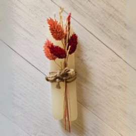 Set van 2 sojakaarsen met droogbloemen – “Lieve juf”