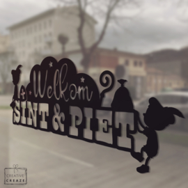 Raamsticker Welkom Sint & Piet - Pietjes - herbruikbaar