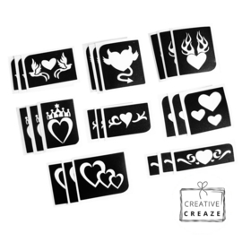 Assortiment glittertattoosjablonen Hartjes