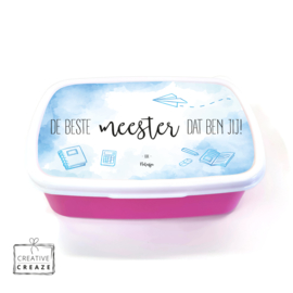 Gepersonaliseerde brooddoos “De beste meester” – Lunchbox met naam (3 kleuren)
