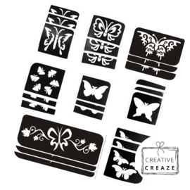 Assortiment glittertattoosjablonen Vlinders