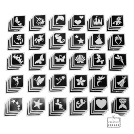 Assortiment glittertattoosjablonen Meisjes - Midi - 30 stuks