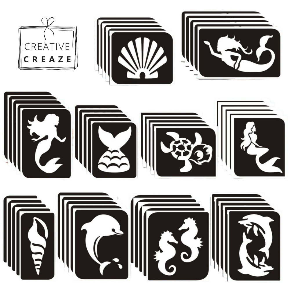 Assortiment glittertattoosjablonen Under the Sea