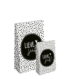 Cadeauzak blokbodem Hart - Lieve juf! - 2 maten