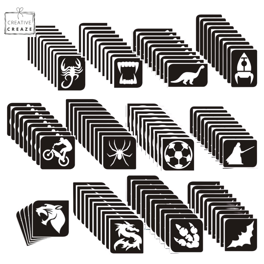 Assortiment glittertattoosjablonen Jongens- Midi - 12 sjablonen