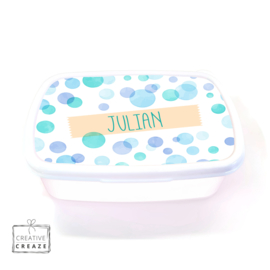 Brooddoos met naam – Blue Bubbles