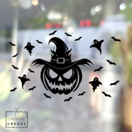 Raamsticker Halloween Pumpkin - herbruikbaar