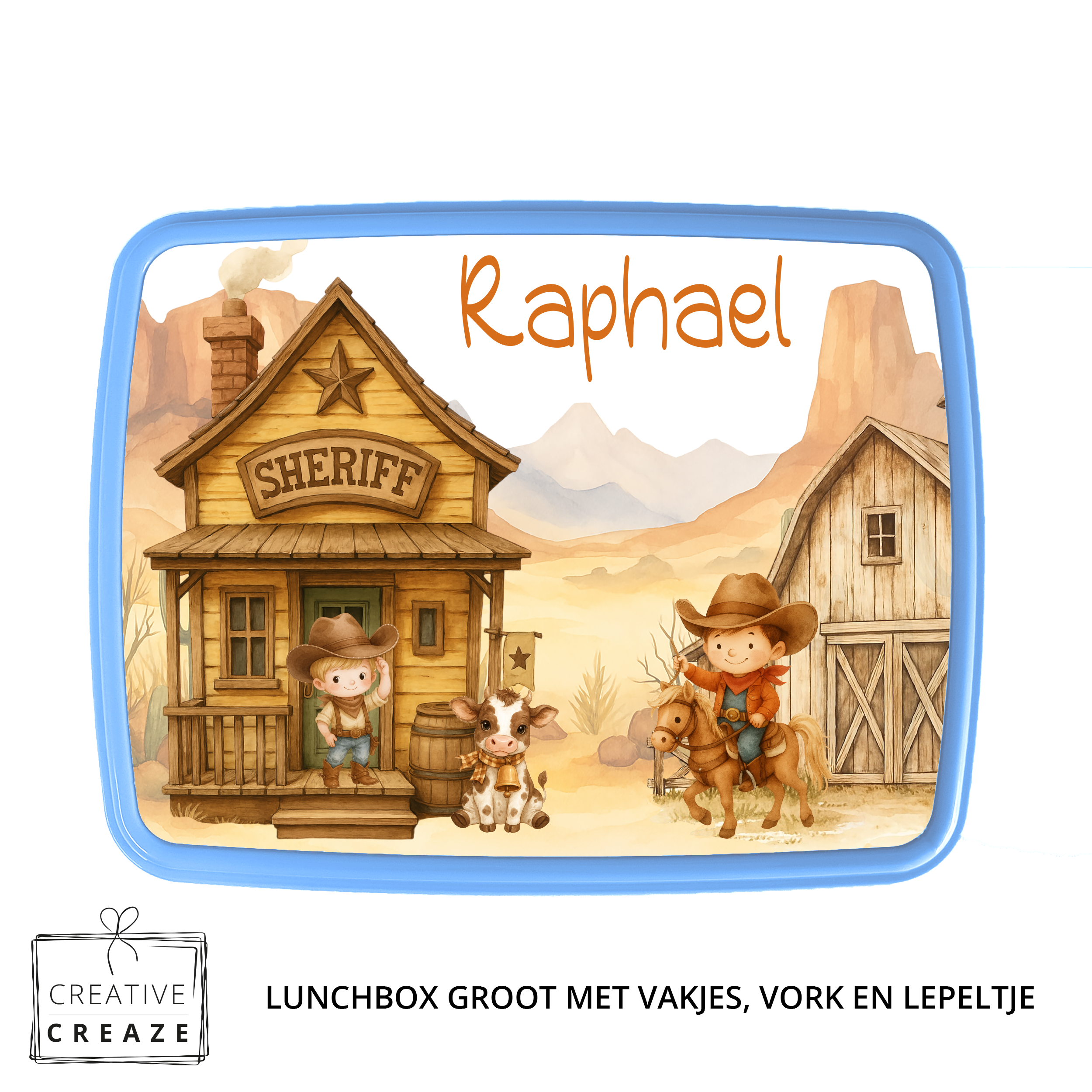 Lunchbox met naam | Cowboy | Wilde Westen