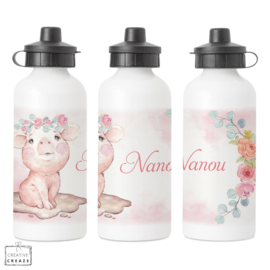 Drinkfles met naam | Schattig varkentje | 400 ml of 600 ml