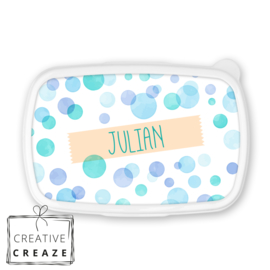 Brooddoos met naam – Blue Bubbles