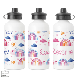 Drinkfles met naam | Rainbows | 400 ml of 600 ml