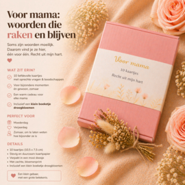 Moederdag kaartjes set – Voor mama | 10 invulkaarten met droogbloemen in cadeau doosje