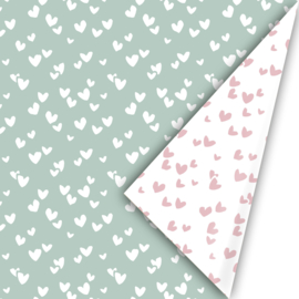 Inpakpapier Hearts Mint and Pink
