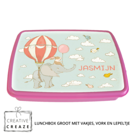 Lunchbox met naam | Vliegende olifant