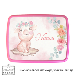 Lunchbox met naam | Schattig varkentje