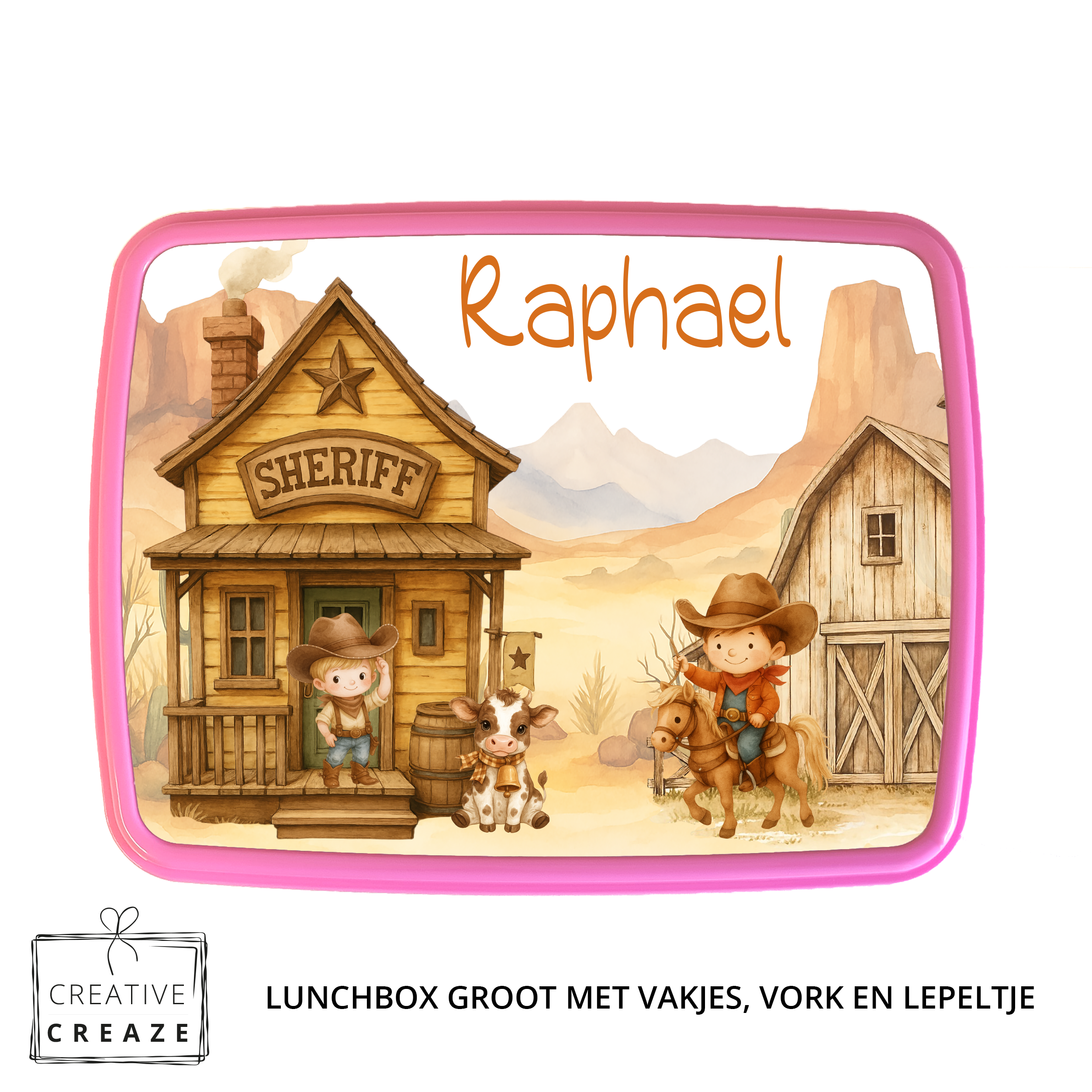 Lunchbox met naam | Cowboy | Wilde Westen