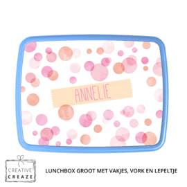 Lunchbox met naam | Pink Bubbles