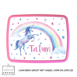 Lunchbox met naam | Rainbow Unicorn
