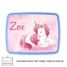 Lunchbox met naam | Bloemen eenhoorn