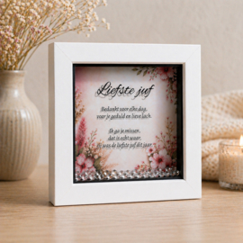 Exclusieve 3D kader “Liefste juf” met gedicht – een stijlvol en persoonlijk bedankje