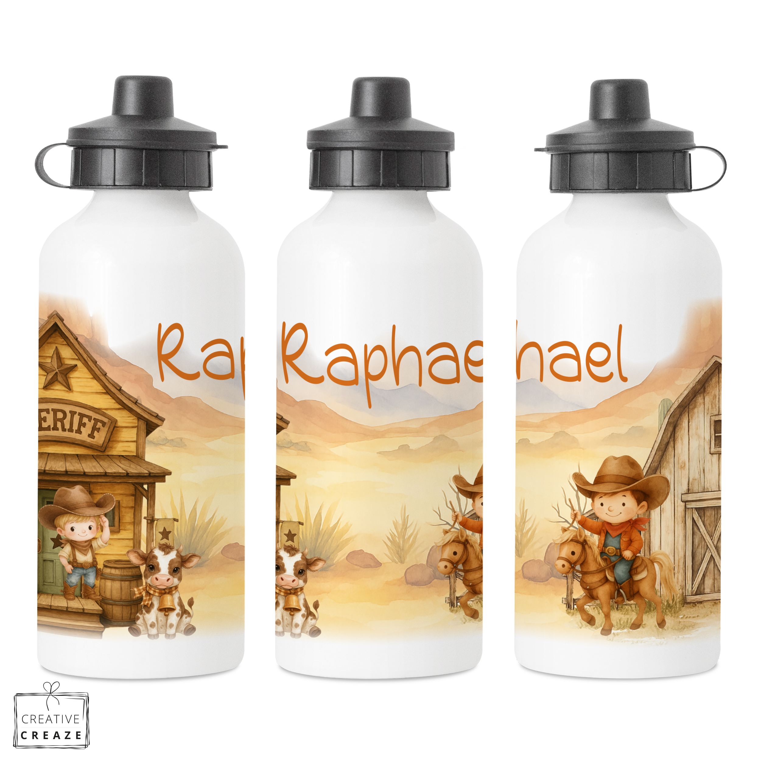 Drinkfles met naam | Cowboy | Wilde Westen | 400 ml of 600 ml