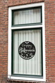 Raamsticker Happy Halloween - cirkel - herbruikbaar