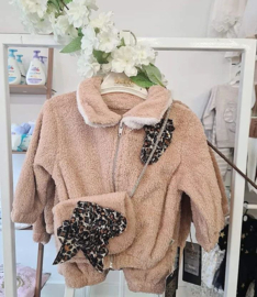 Leopard Fluffy Set + Fashion Bag