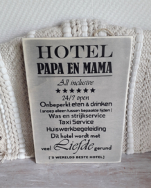 Tekstbord Hotel papa en mama