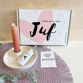 kadopakket 'Juf ' keuze uit kleuren kaarsje