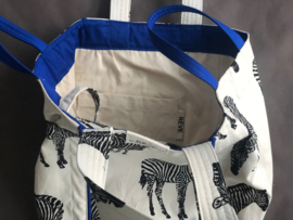 BeachBag -  Zebra Natural / Cobalt Blue