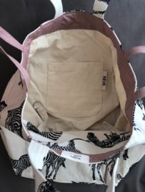 Strandtas -  Zebra Natural / Soft Pink