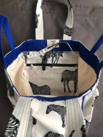 Strandtas -  Zebra Natural /Bold Blue