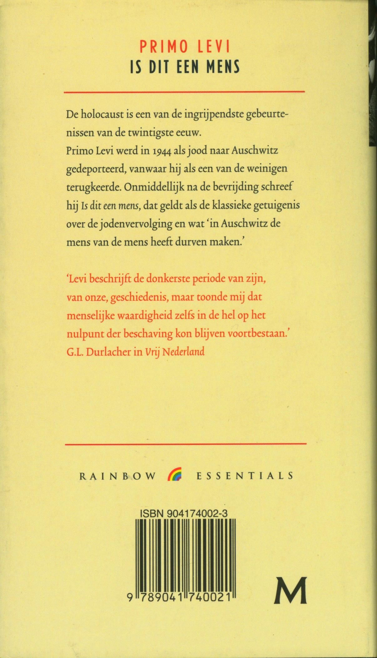 Is dit een mens? ,  Primo Levi Serie: Rainbow essentials
