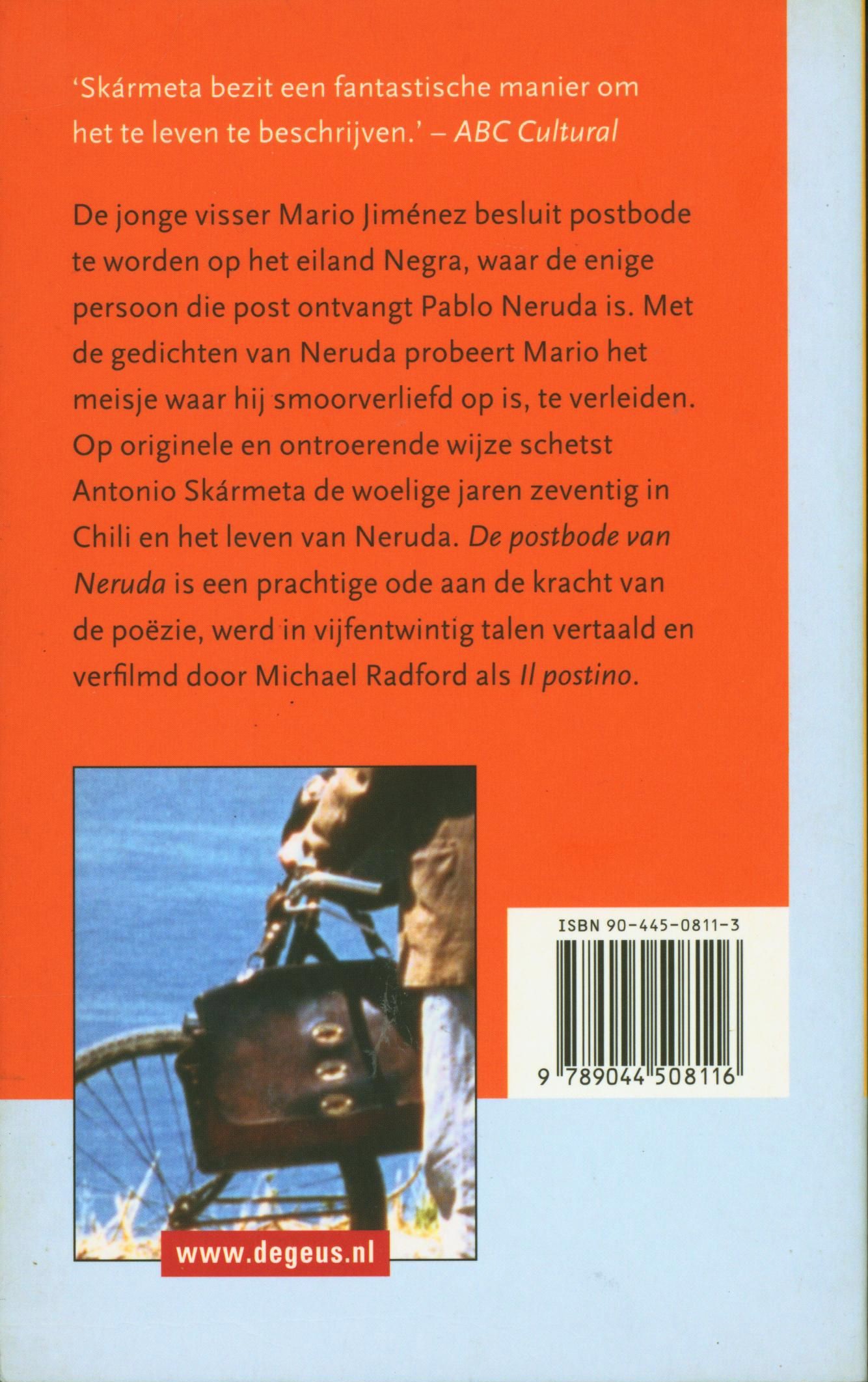 Postbode Van Neruda Schitterend verfilmd als Il postino ,  A. Skarmeta
