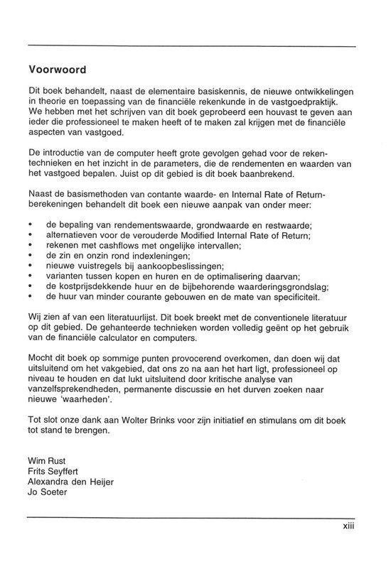 Vastgoed financieel theorie en toepassing van de financiele rekenkunde in de vastgoedpraktijk , Willem Rust