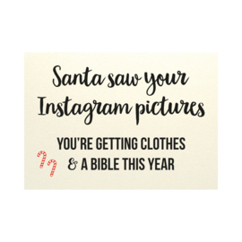Kerstkaart - Santa saw your instagram pictures, per 10 stuks