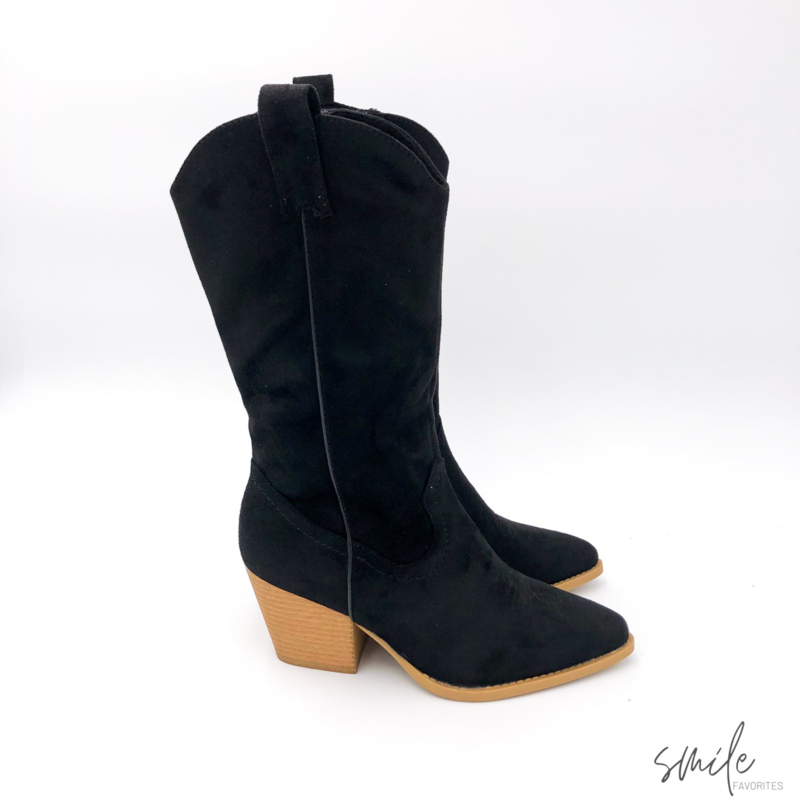 Musthave Dames Cowboy boots Suedine Zwart Western Musthave Dames Cowboy boots Suedine Zwart Western