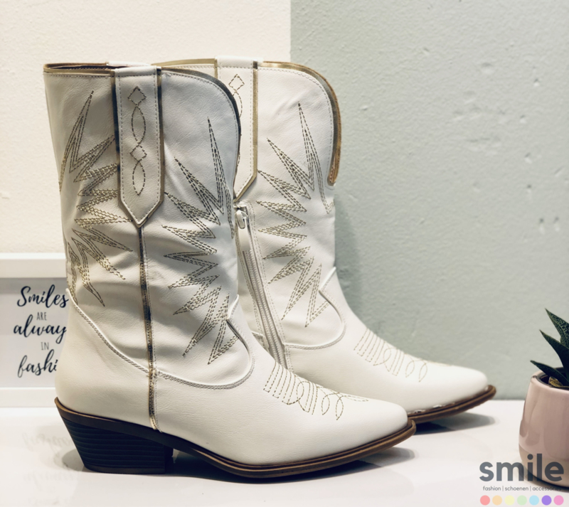 Musthave Dames Cowboy boots Wit Goud Western Laarzen Musthave Dames Cowboy boots Zwart Goud Western Laarzen