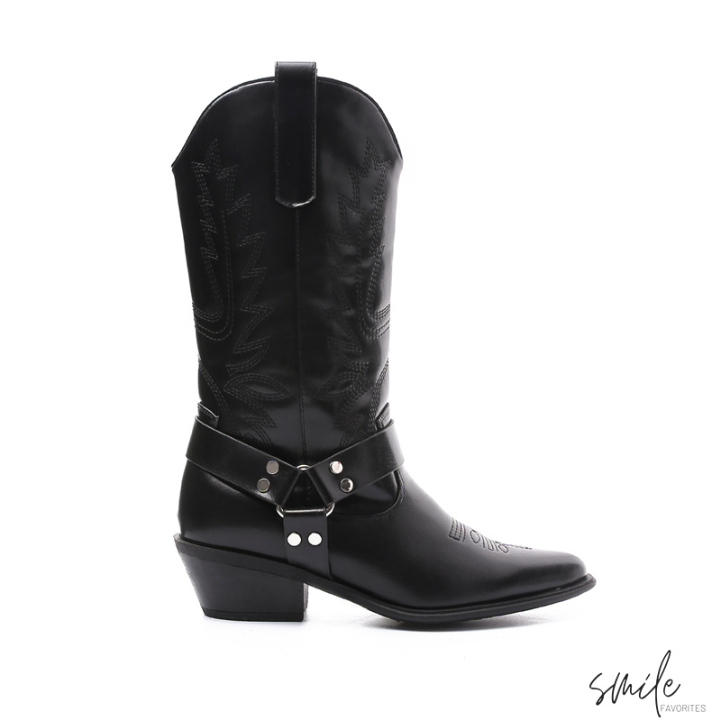 Musthave Dames Cowboy boots Suedine Zwart Western Musthave Dames Cowboy boots Suedine Zwart Western