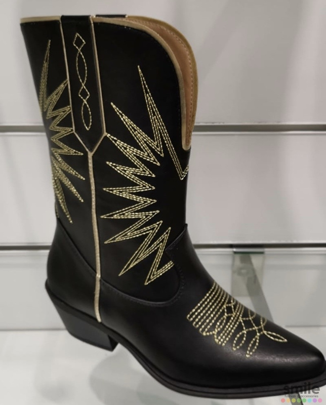 Musthave Dames Cowboy boots Zwart Goud Western Laarzen Musthave Dames Cowboy boots Zwart Goud Western Laarzen
