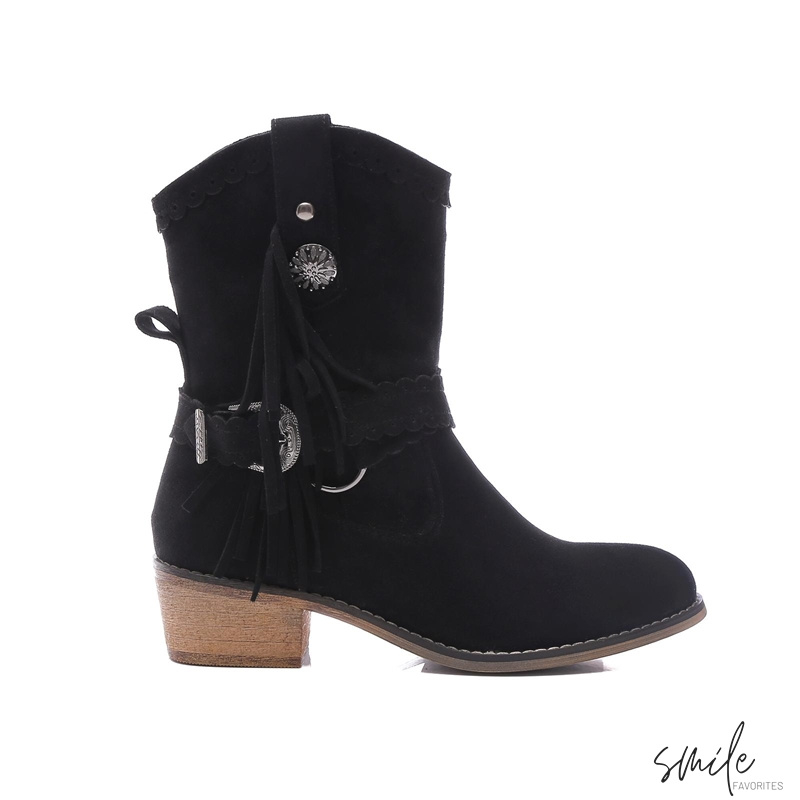 Musthave Dames Cowboy boots Suedine Zwart Western Musthave Dames Cowboy boots Suedine Zwart Western