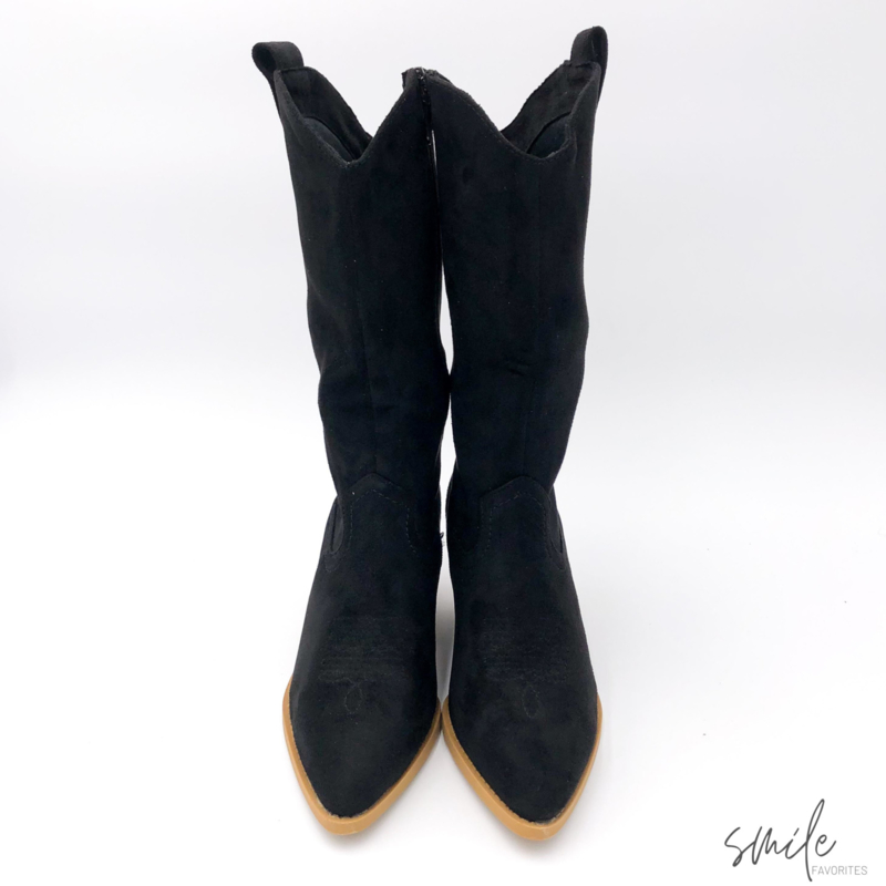 Musthave Dames Cowboy boots Suedine Zwart Western Musthave Dames Cowboy boots Suedine Zwart Western