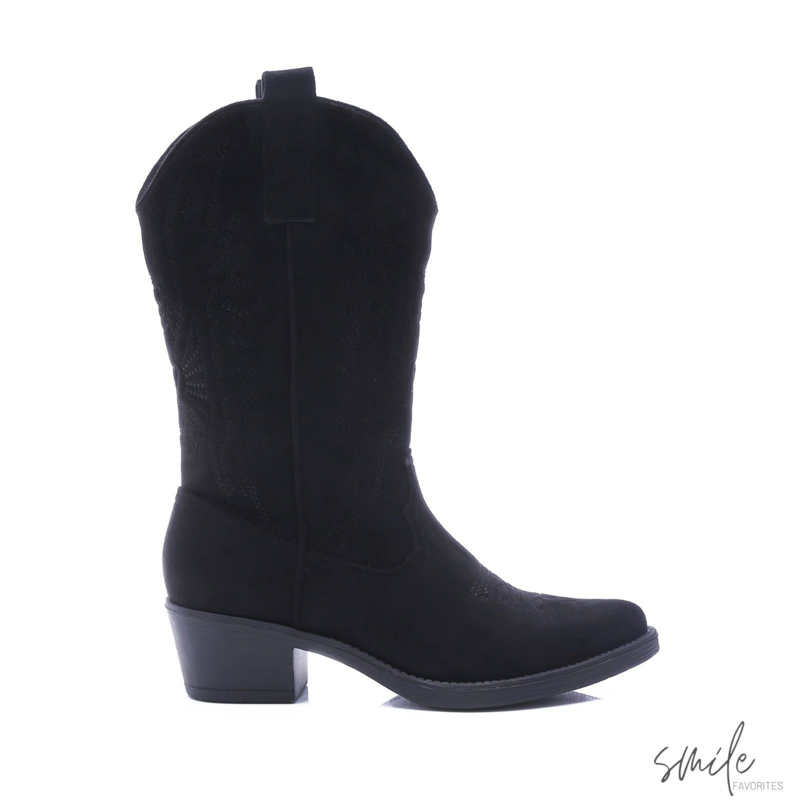 Musthave Dames Cowboy boots Suedine Zwart Western Musthave Dames Cowboy boots Suedine Zwart Western