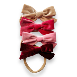 Haarband met velvet strik - roze