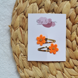Kleine oranje bloemetjes - goud | klik klak