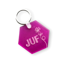 Sleutelhanger juf | hexagon